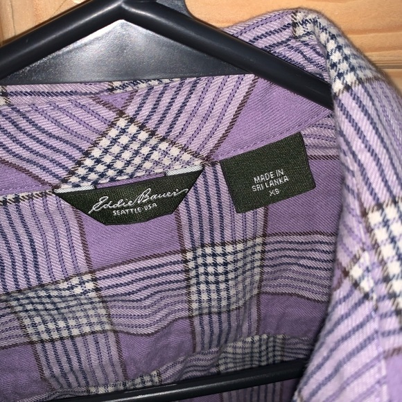 Eddie Bauer purple plaid flannel shirt size XS - Picture 3 of 3
